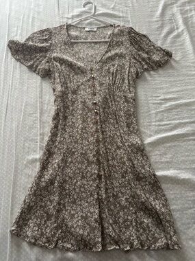 Floral Mini Dress with Pearl Buttons